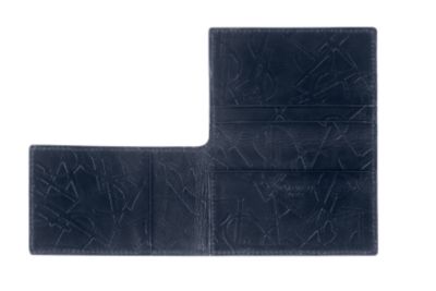 Trifold Wallet in Black and Navy Leather
